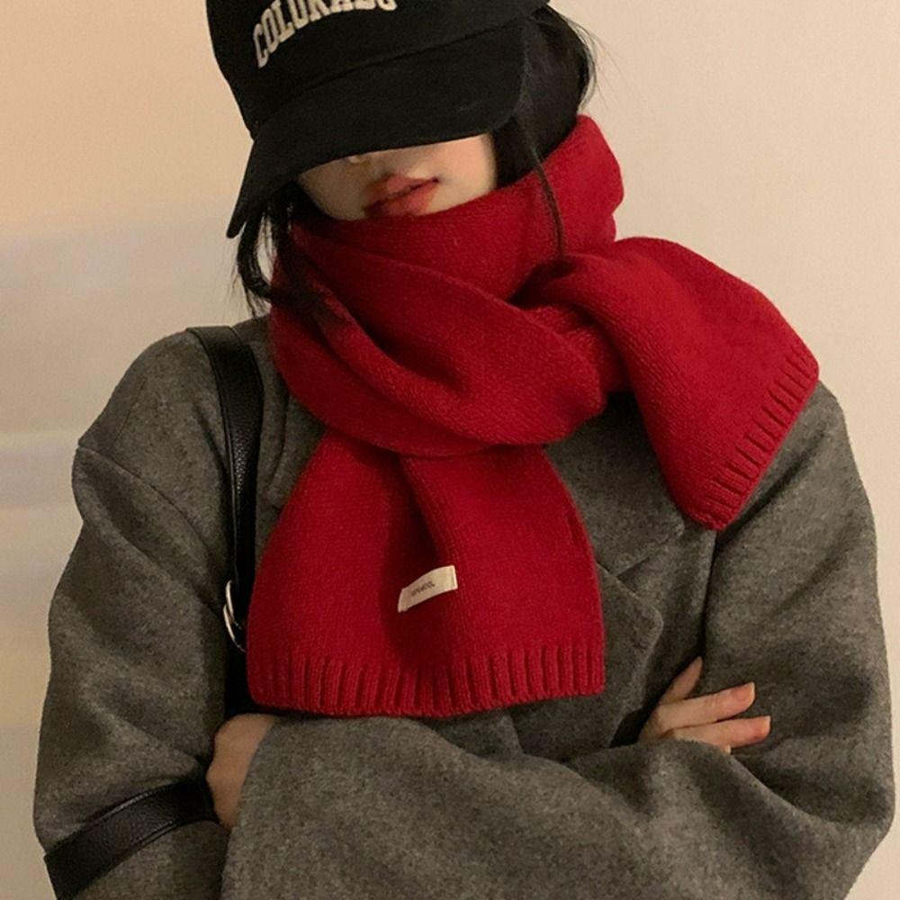 Korean Style Solid Color Scarf Long Neck Cover Shawl Simple Winter Knitting Scarf Girl