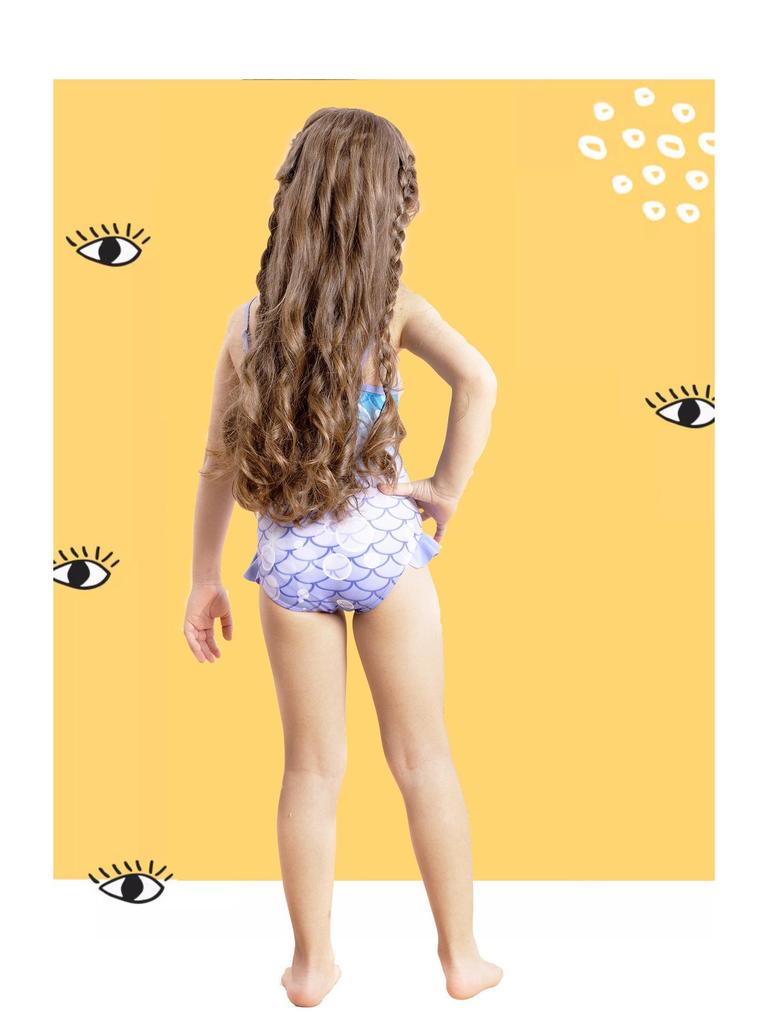 Купальник-халтер с оборкой и принтом «Русалочий хвост» для девочек (2025)