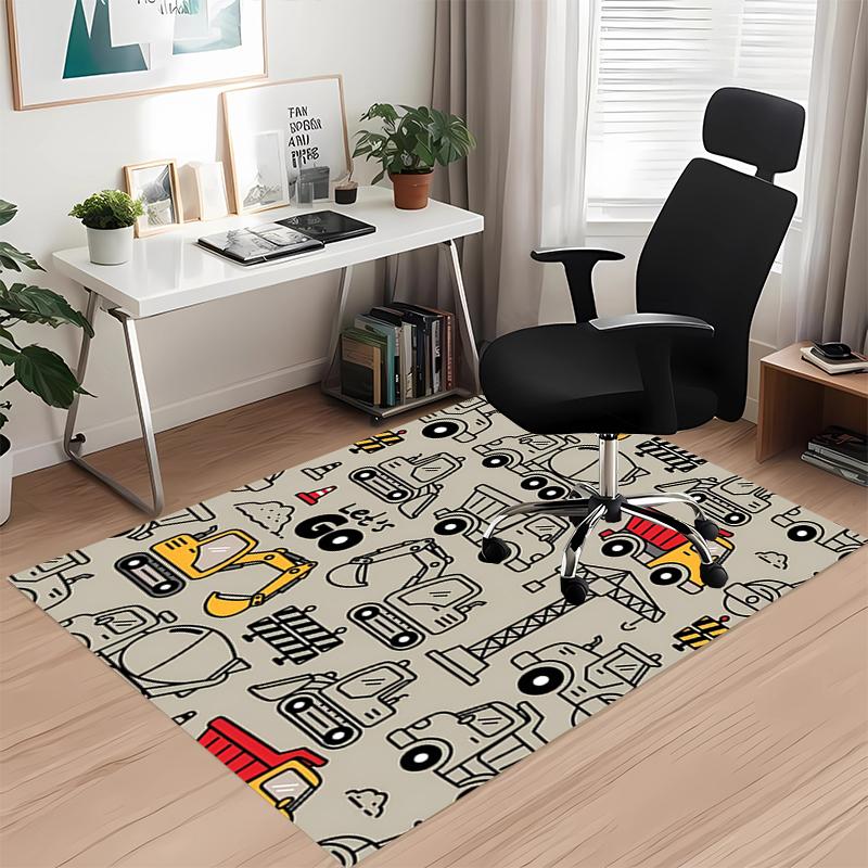 excavator Printed Carpet, for Office Chair Living Room Bedroom Kitchen Room Decor Gifts.