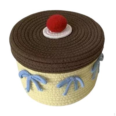 Корзина для хранения из хлопковой веревки, с крышкой, контейнер для хранения вещей, органайзер для домашнего декора у кровати