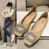 Размер 35-43, большой размер женской обуви 41, толстые ноги, плоское дно, мелкий носок, стразы, маленькие одинарные туфли, женская мягкая подошва, одна педаль, женская обувь 42