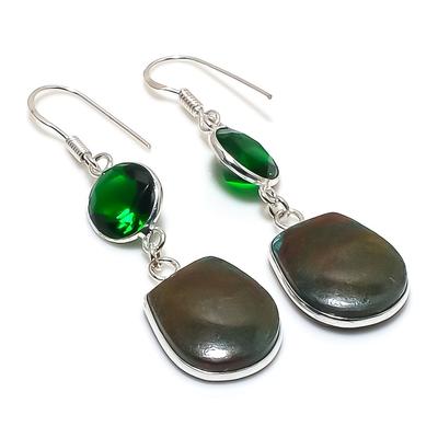Серьги из серебра 925 пробы с натуральным лазуритом и перидотом 2,17 дюйма o4O80