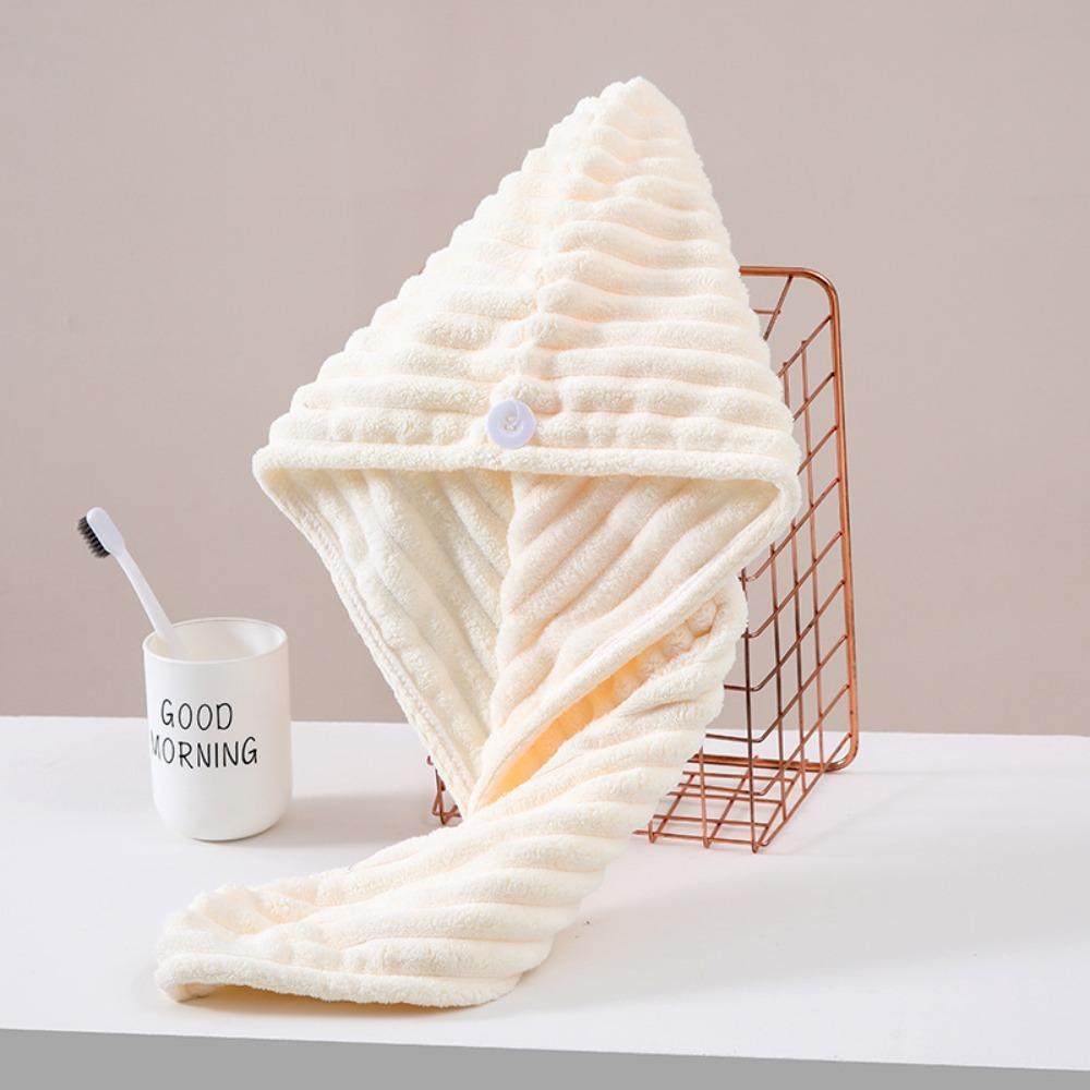 Женская шапочка из микрофибры для сушки волос с пуговицей, обертывание для сушки волос, мягкая быстросохнущая шапочка-полотенце для волос