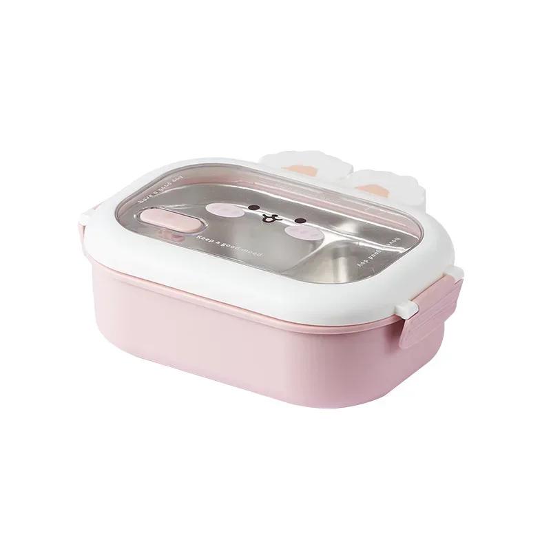 Милый кролик ланч-бокс из нержавеющей стали Bento Box для детей, школьников, герметичные контейнеры для еды, портативные, не пропускающие воду контейнеры для еды