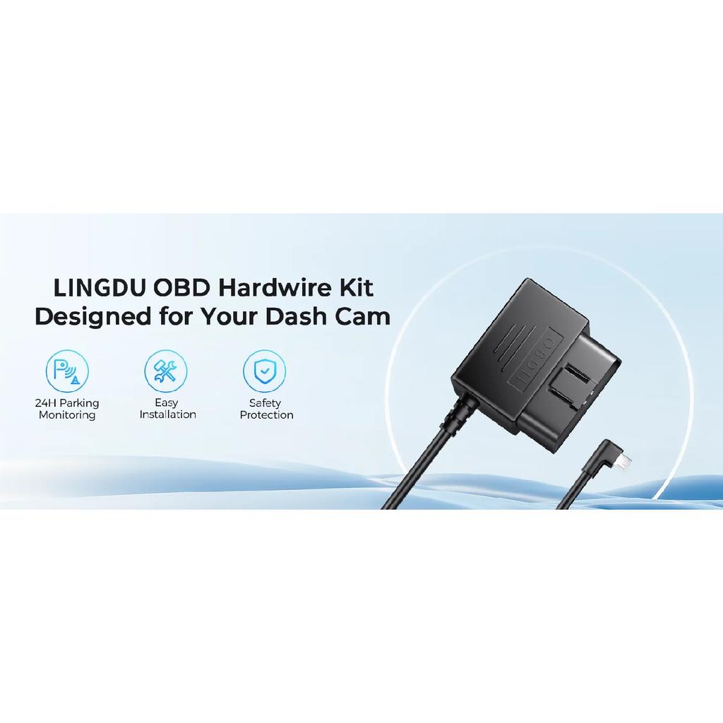 LINGDU OBD Hardwire Kit Type C Port/Micro USB Port/Mini USB for LINGDU D500 LD06 Car Dash Cam Cable Charger 24H Parking Monitor