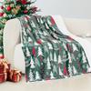 Plaid Christmas Tree Print Sherpa Throw Blanket Soft Warm Double Sided Blanket Xmas Decor Blanket for Sofa Bed Gift