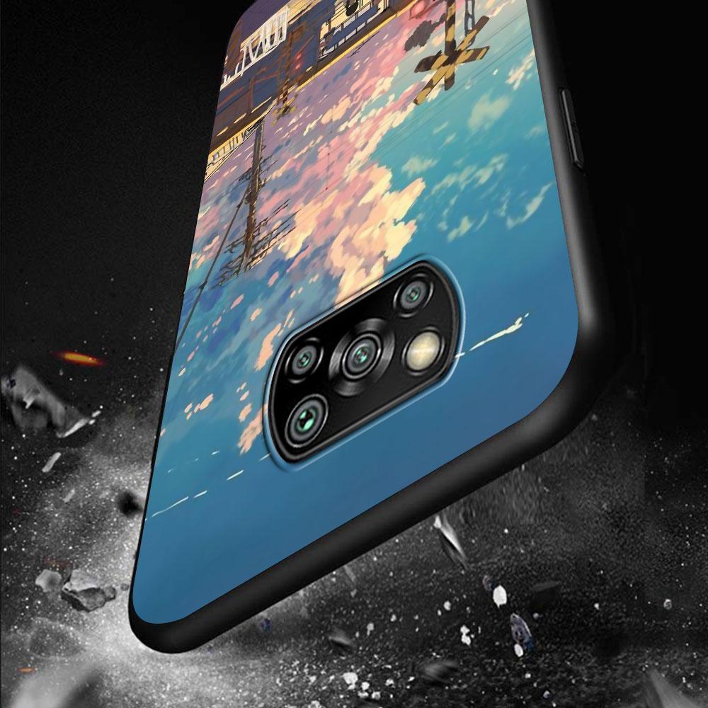 Чехол с японским аниме-пейзажем для Xiaomi Poco X3 NFC X5 F4 F3 M4 Pro X4 GT M5s M5 Pocophone F1 M3 Black Phone Cover