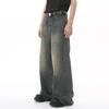 Summer Men's Denim Pants Old Blue Washed Male Jeans Straight Casual Menwear Loose Wide Leg Trousers Fashion