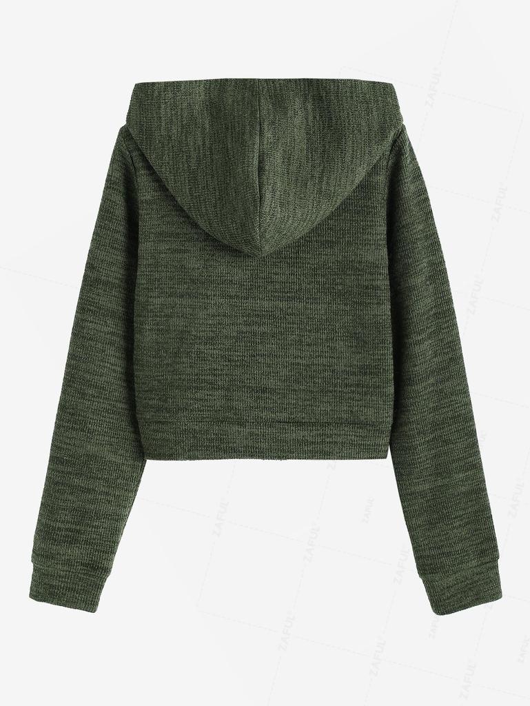 ZAFUL Женская повседневная трикотажная толстовка с капюшоном из меланжевого трикотажа с карманом на молнии спереди и длинным рукавом