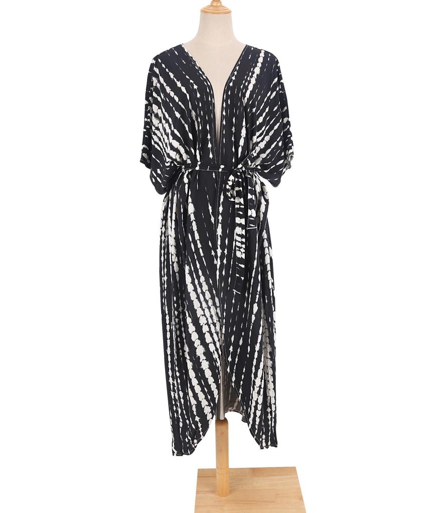 Черно-белый кардиган тай-дай, пляжное платье и накидка для купальника