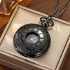 Vintage Charm Black Unisex Fashion Roman Number Quartz Steampunk Pocket Watch Women Man Necklace Pendant with Chain Gift