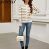 BITCED Autumn/Winter Women's Striped Knitted Cardigan with Buttons