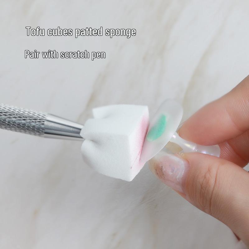 Набор инструментов для градиентного геля для нейл-арта: Квадратный карандаш-румяна омбре с мини-блоком тофу