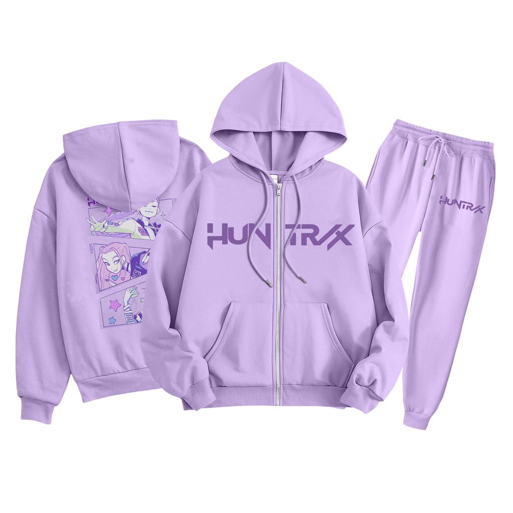 Детская мода Толстовка с капюшоном на молнии с длинными рукавами и спортивные штаны Однотонный комплект толстовки с карманами