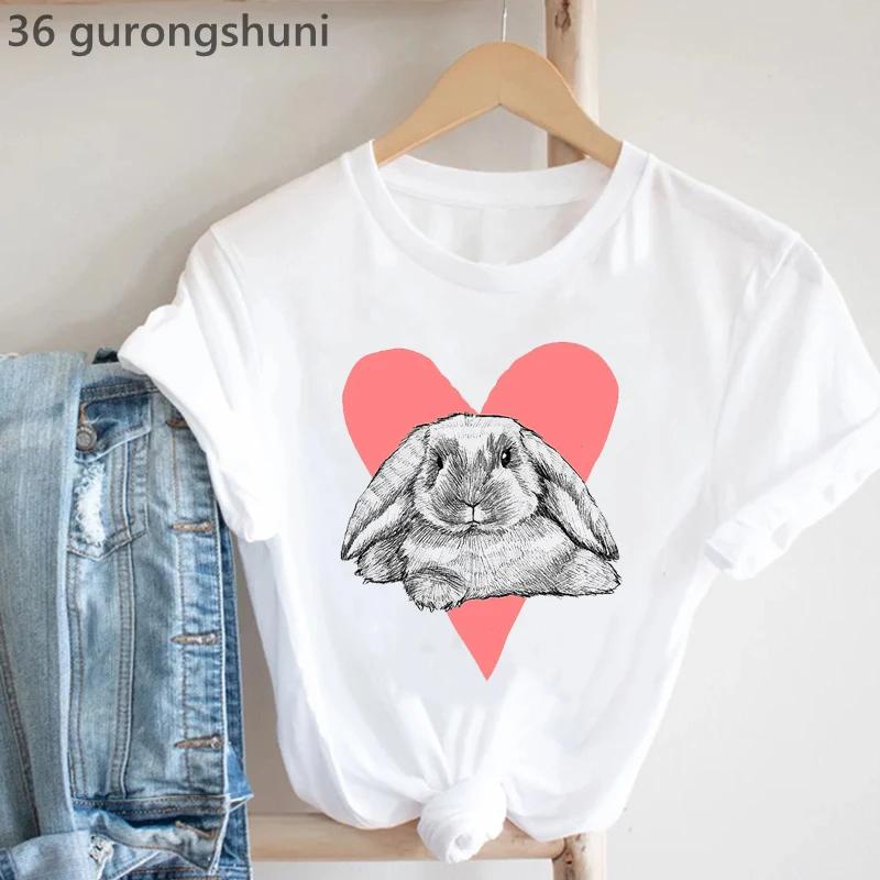 2024 Cute Rabbit Chubby Butt Animal Printed Tshirt Unisex Funny Tshirt Femme Summer Tops Harajuku Shirt Female Tshirt
