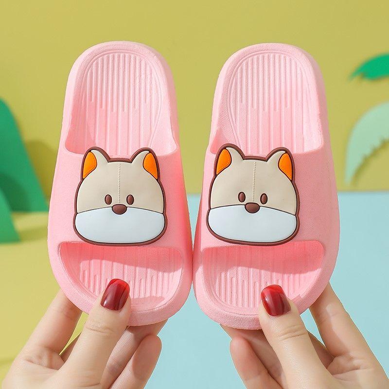 Детские летние домашние нескользящие тапочки для мужчин и девочек, домашние сандалии с мягкой подошвой с изображением собаки