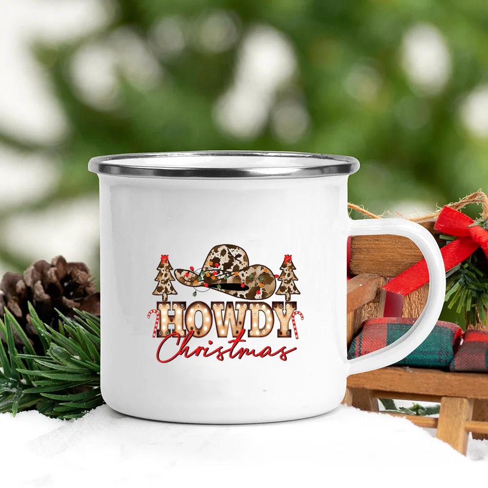Кружки для кофе Merry & Bright Олень с печеньем Печать Эмалированная кружка Смешная кружка Рождественские кружки Кружка для чая Посуда Персонализированная Пиво Путешествия