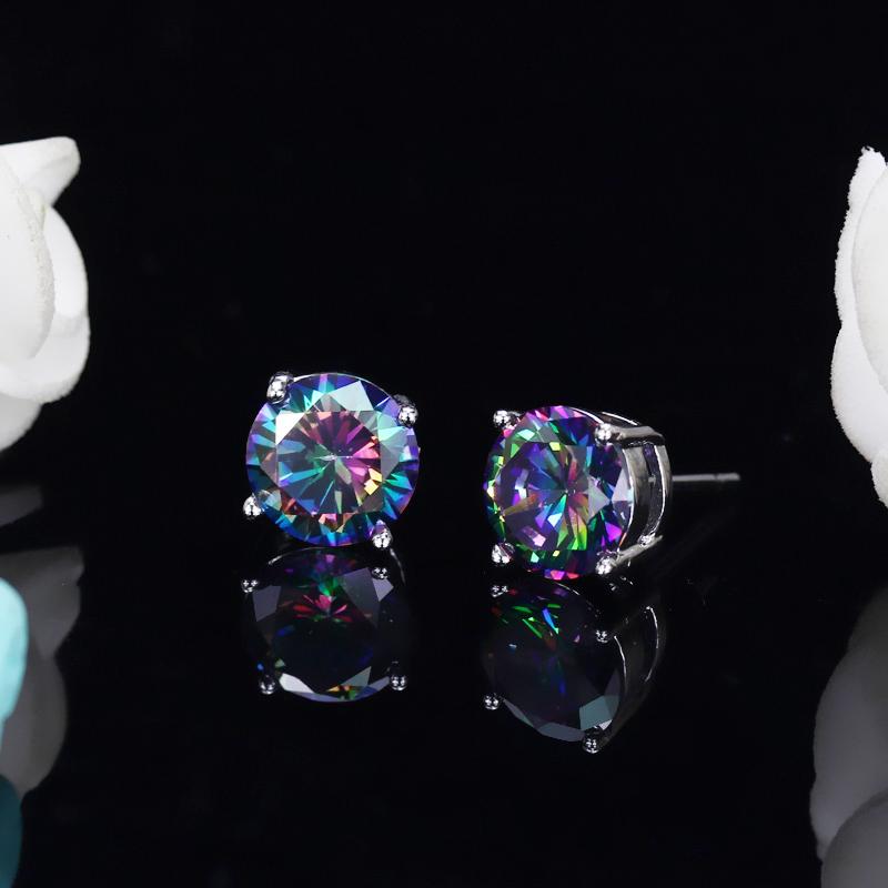 Серьги-гвоздики CMM высокого качества с радужным градиентом и кубическим цирконием унисекс