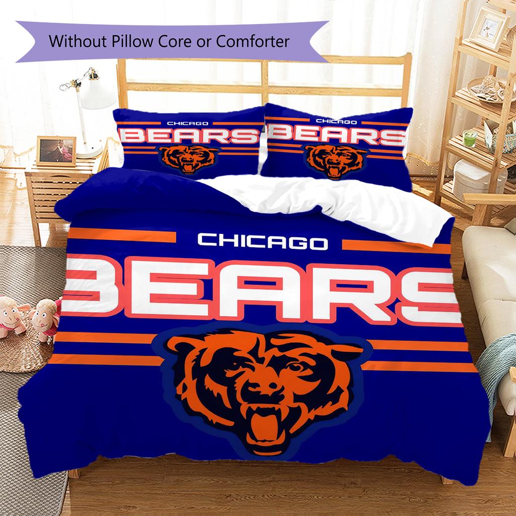 Chicago Bears Pattern Bedding Quilt Set Quilt Cover Pillowcase Home Decoration Gift (1 * duvet cover + 2 * pillowcase, without core)