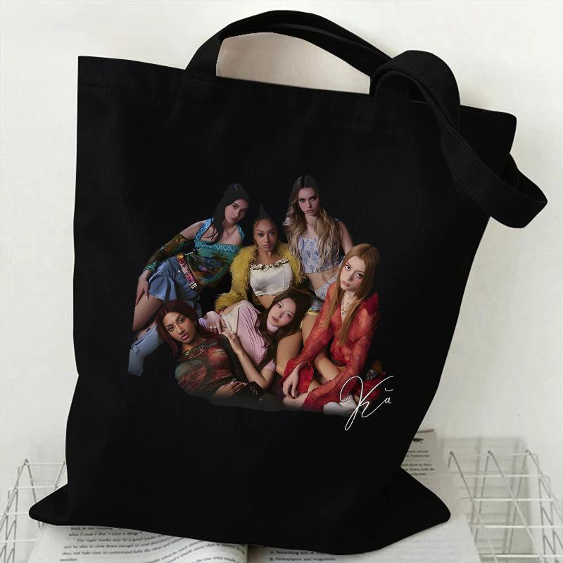KATSEYE Gnarly Print Canvas Tote Bag Kpop Girl Group Merch Shoulder Handbag Large Capacity Casual Shopper 60123-12