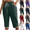 Сексуальные однотонные спортивные повседневные укороченные брюки летние свободные женские брюки из хлопка и льна