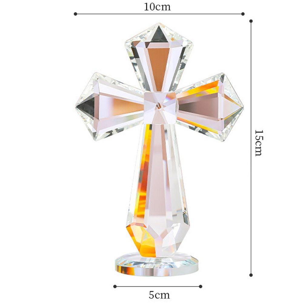 Handmade Crystal Cross Ornament AB Color Crosses Figurine Christian Cross Crafts Birthday Gift