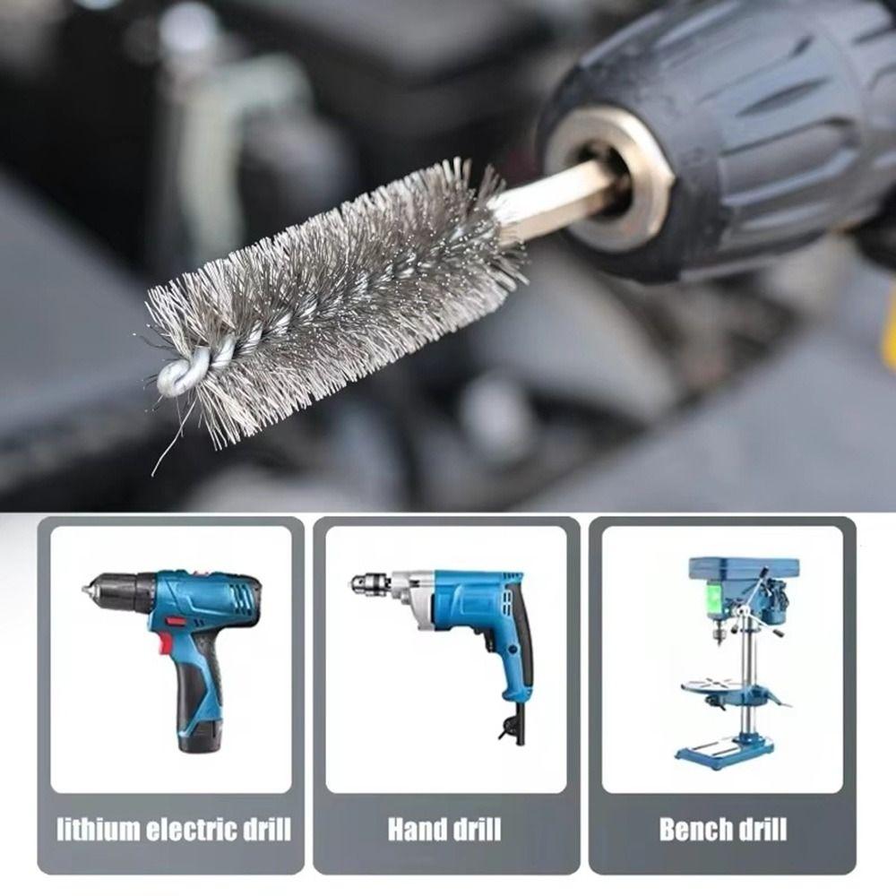 6/8/10/12/14Pcs With Handle Steel Bore Brush Cleaning Brush for Power Drill Impact Driver