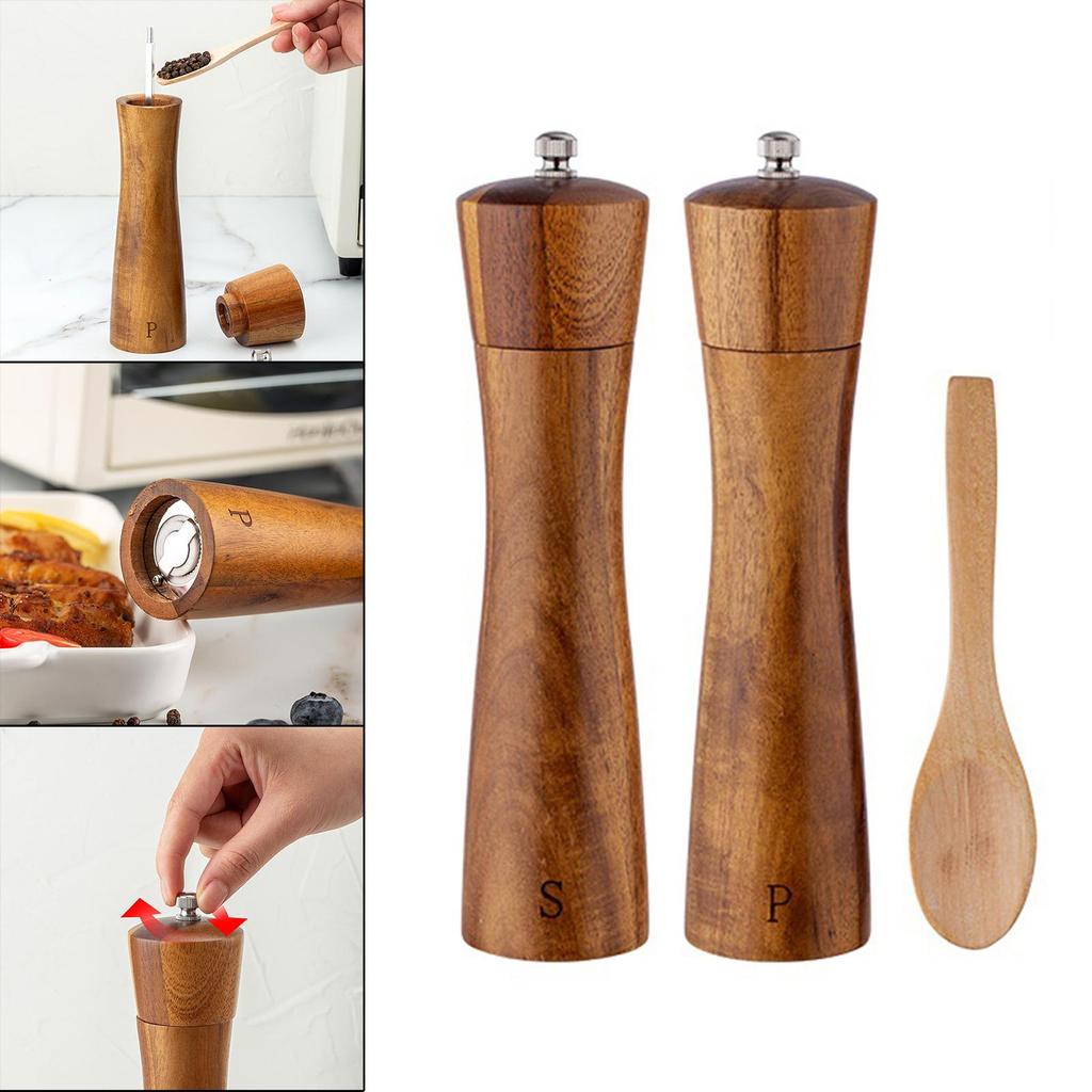 Набор измельчителей для деревянной соли и перца, ручной многоразовый керамический ротор, 8,5 дюйма
