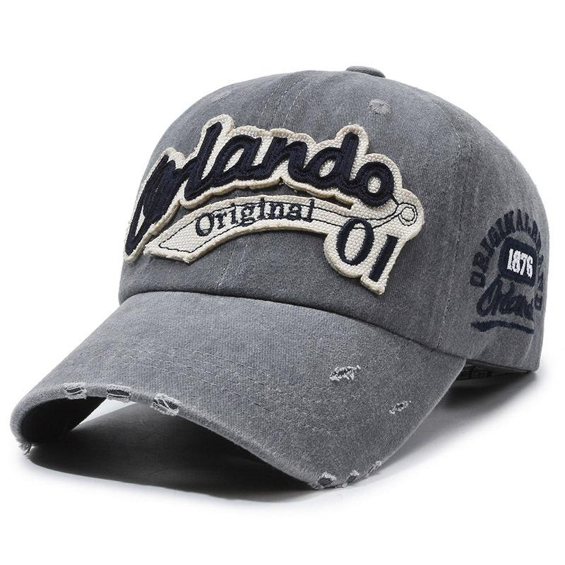 Spring and autumn soft top letter fashion washed old cotton embroidered baseball cap men and women outdoor visor cap cap