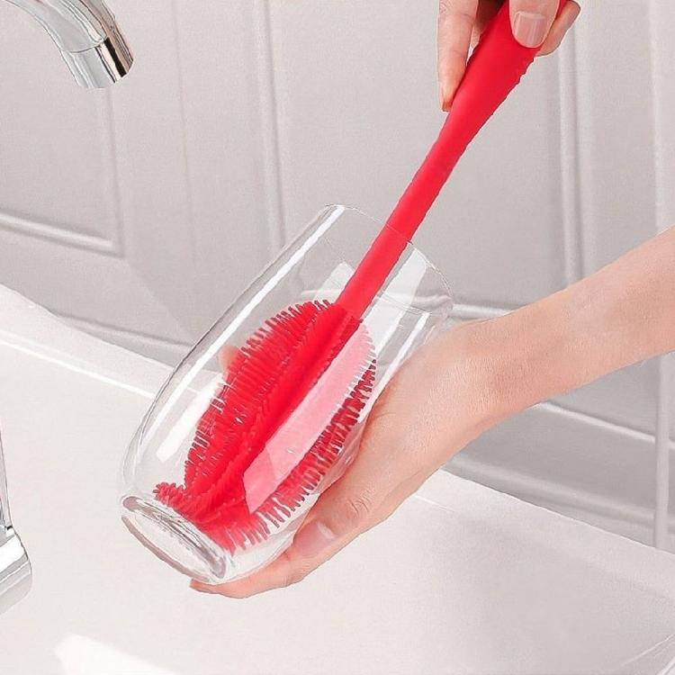 Multipurpose Long Handle Dish Brush Silicone Scrubber Brush For Cleaning Milk Bottles Flasks Narrow Mouthed Container