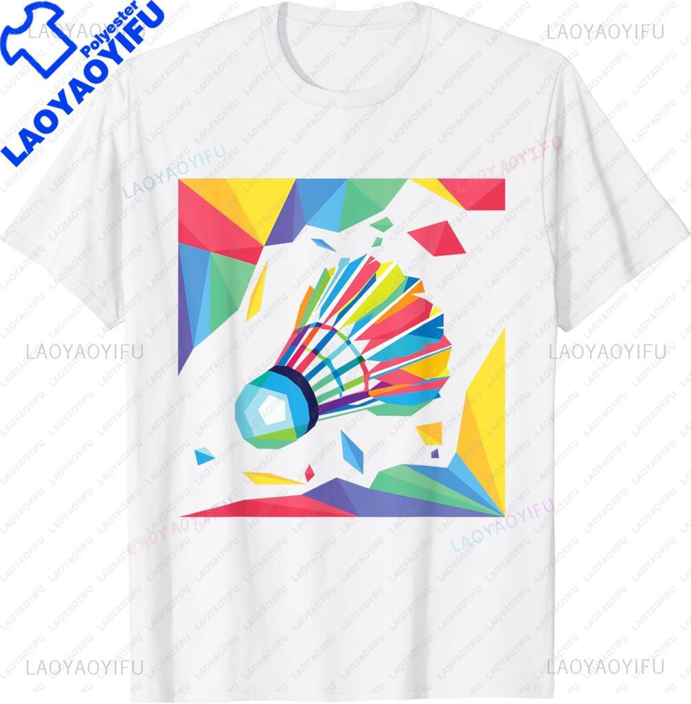 Colorful Shuttlecock Birdie Badminton Player Sports Lover TShirt Unisex Clothing Tops Streetwear Graphic T Shirts Camisetas