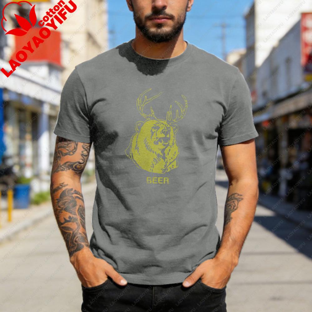 Bear Deer Animal Design Summer Casual Fashion Unisex Tshirt Cotton Short Sleeve Top For Everyday Wear Gift Idea