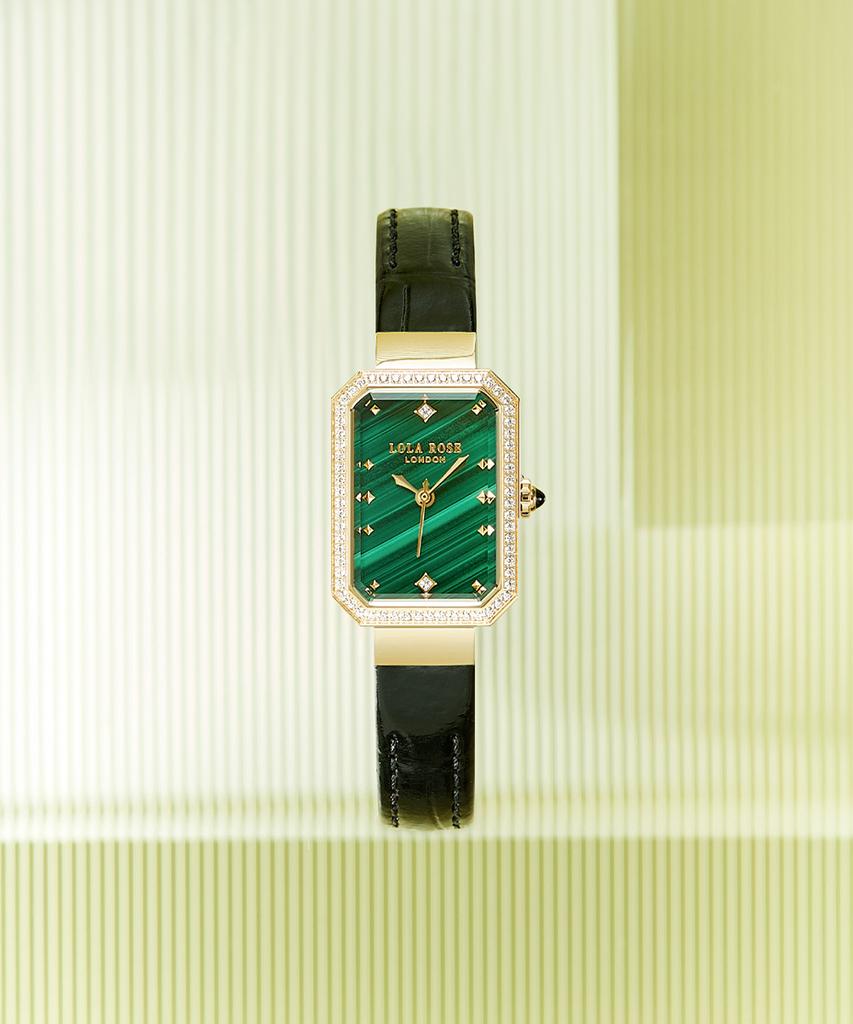 Lollalojeu Ms Lola Malachite Zirconia Women'S Leather Watch