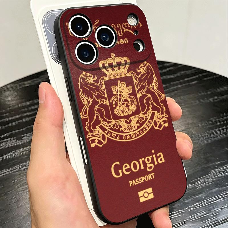 Мягкий чехол для телефона с флагом-паспортом Грузии для iPhone 16 16E 17 Air 15 Pro Max 14 Plus 13 Mini 11 12 7 Черный чехол Задняя крышка
