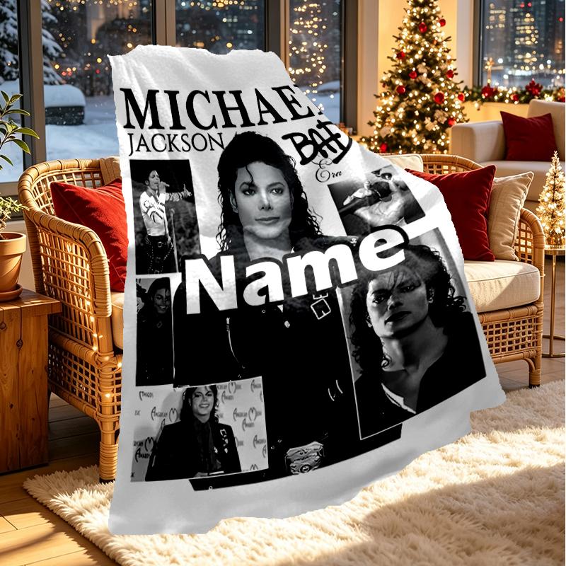 Custom Name Personalized Michael Jackson Print Blanket, Home Decor, Bedroom, Sofa, Camping, Couch, Gifts for Birthday Christmas