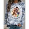 Fashion Women's Sweatshirt Horse Graphic Print Sweatshirt for Women Casual Long Sleeve Crew Neck Pullover Y2k Women's Clothing