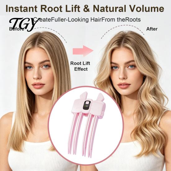 Instant Hair Root Lift Clip Heated Clip, LCD Display Wireless Volumizing Rechargeable Styling 2 Temperature Adjustable Electric Tool for Bangs,