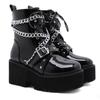 Chunky Heel Knight Boots Women's New Platform Punk Style Comfortable Chain Decoration Thick Sole Mid Length Women's Boots 2024