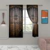 2 панели винтажные деревянные двери узор напечатанные шторы для гостиной спальни, полупрозрачный светофильтр модный домашний декор
