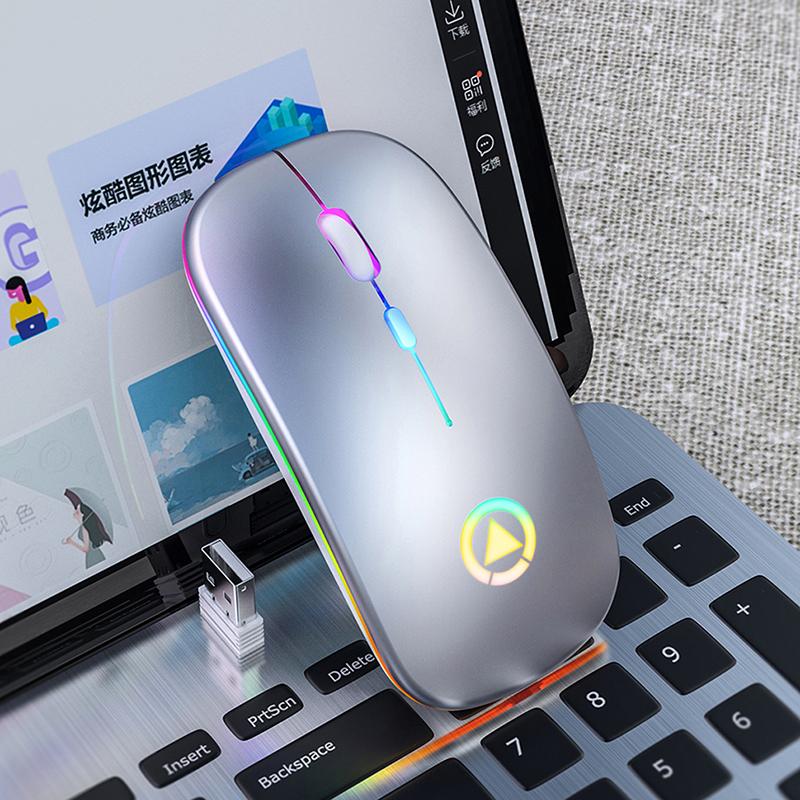 VAORLO 2.4G RGB Wireless Mouse Computer Mouse Silent Ergonomic Rechargeable Mice with LED Optical Backlit USB Mice for PC Laptop