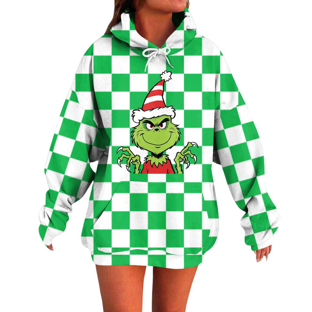 Ladies' Loose Comfortable Casual Fashionable Christmas Print Hooded Sweatshirt