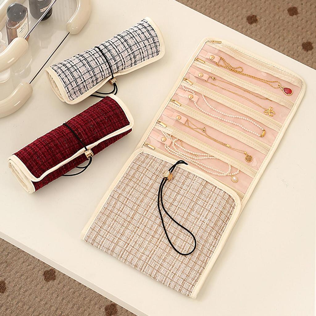 Travel Jewelry Case Organizer Roll Small Pouch Girls Rings Jewelry Travel Case For Earrings Rings Bracelets Watch Brooches Women