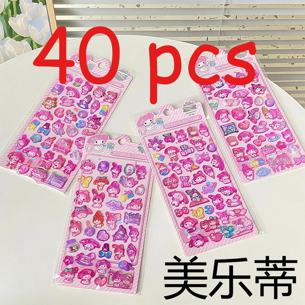 4 pcs Kuromi & Cinnamoroll Cartoon 3D Solid Bubble Stickers: Kids' Journal Decals