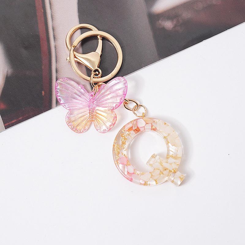 Розовая мечта Бабочка 26 букв от А до Я брелок из смолы 26 инициалов Белый камень сусальное золото кулон брелок для рюкзака подвеска сумка Декор