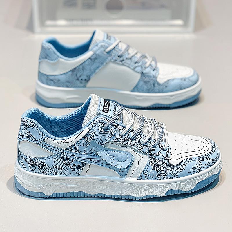 Туфли Guochao Design Thick Baseplate, модные повседневные туфли с низким верхом из дышащей кожи, мужская обувь