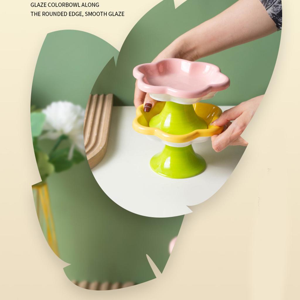 Керамическая миска для кошек на высокой ножке с дизайном в форме цветка для удобного приема пищи и предотвращения проливания, миска для кормления кошек