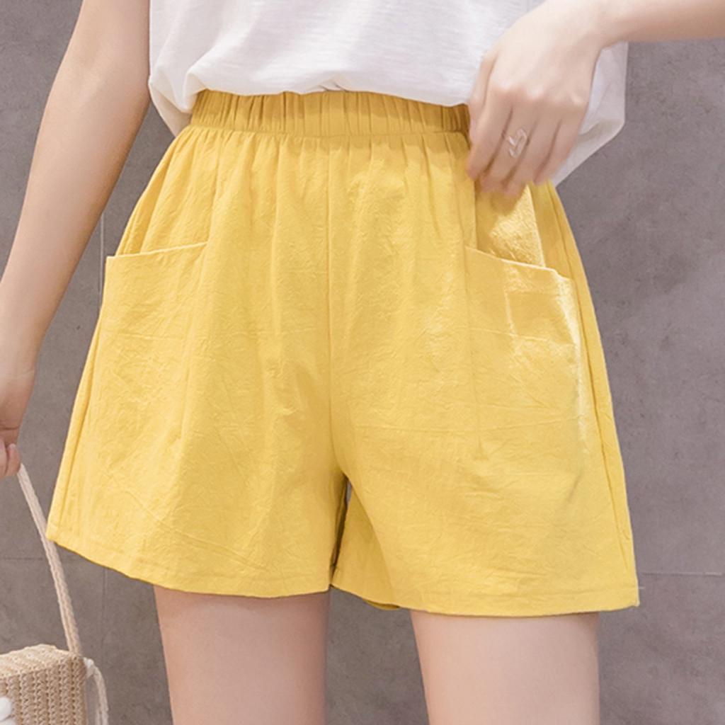 Women's High Waist Linen Loose Casual Thin Wide Leg Linen Shorts