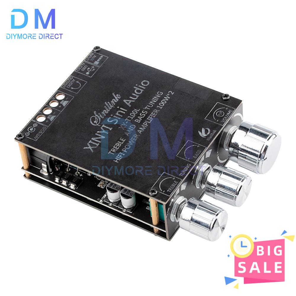 XY-T100L Bluetooth 5.0 Stereo Digital Power Amplifier Module with Front-stage High and Low Sound Adjustment 100Wx2