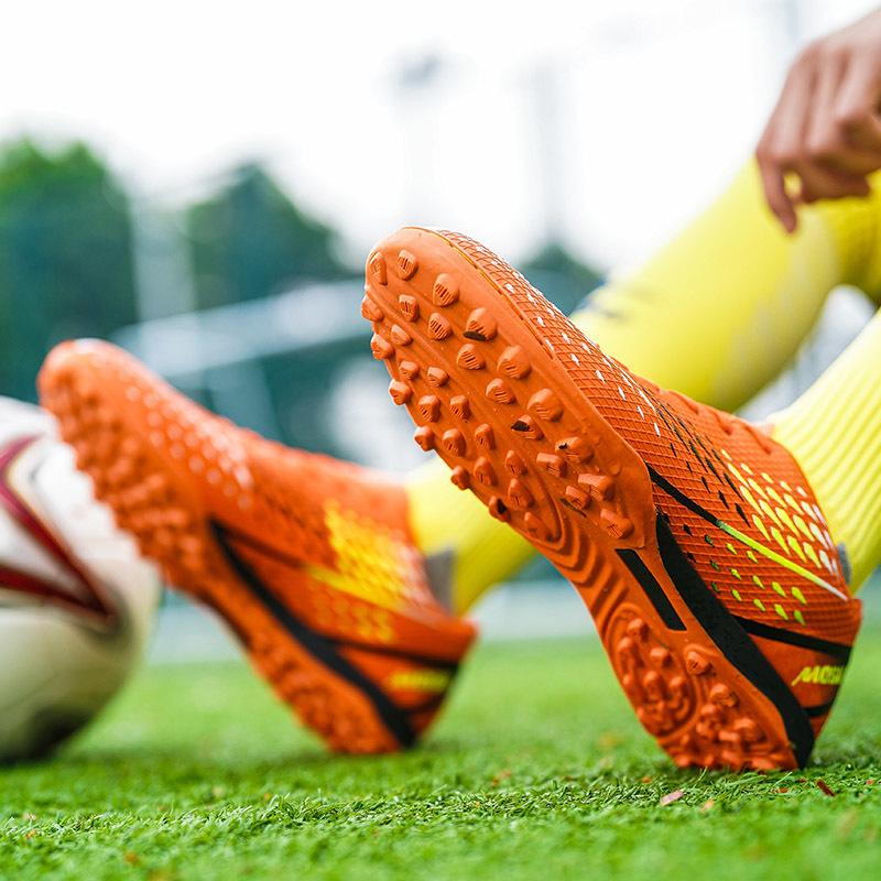 Мужские футбольные бутсы с длинными шипами и высокой лодыжкой, футбольные бутсы TF, уличные бутсы для травы, футбольные бутсы, тренировочные спортивные футбольные бутсы