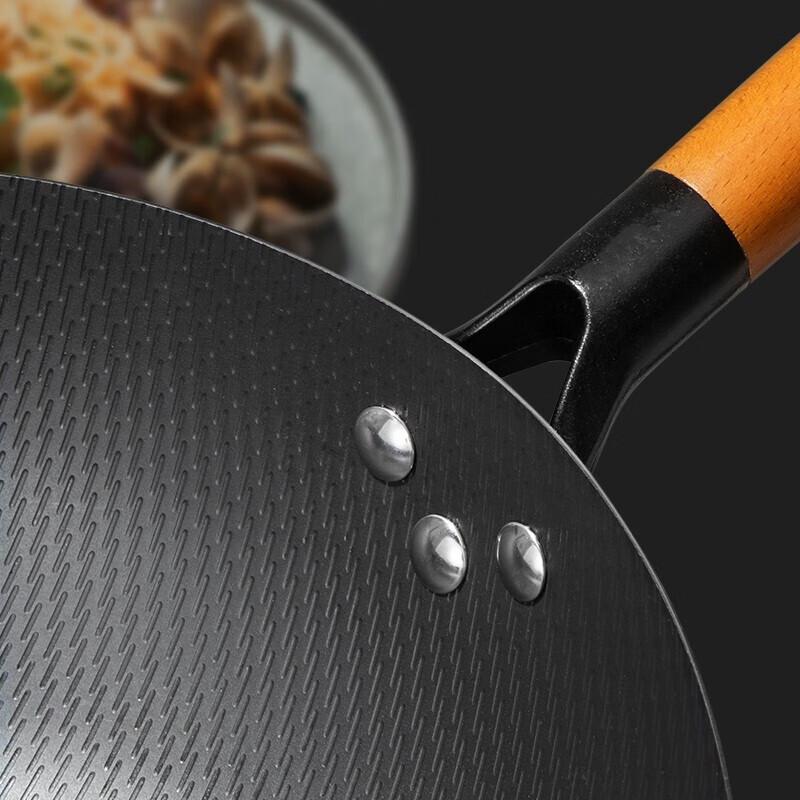 Kangbach 32cm Non-Coated Refined Iron Flat-Bottom Wok